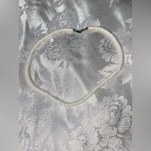 White Shell Heishi Bead Choker Necklace 15” Surfer Beach Style